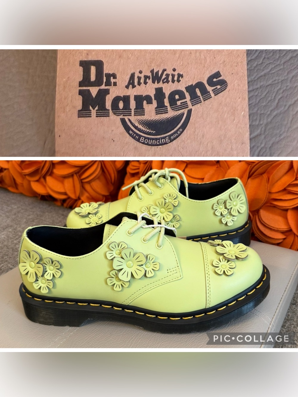 NWT DR. MARTENS X FREE PEOPLE 1461 FLOWER APPLIQUE LEATHER OXFORD SHOES